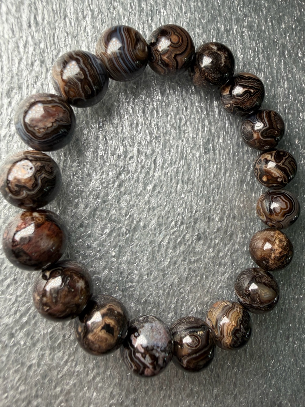 Beautiful 11MM Black Crazy Lace Agate Natural Crystal Bracelet